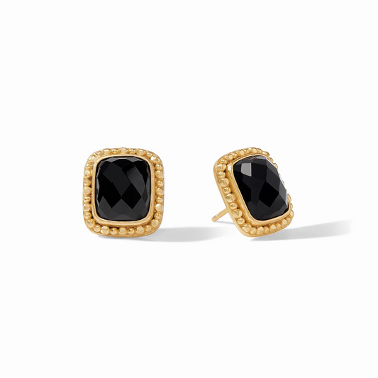 Marbella Stud Gold Obsidian Black