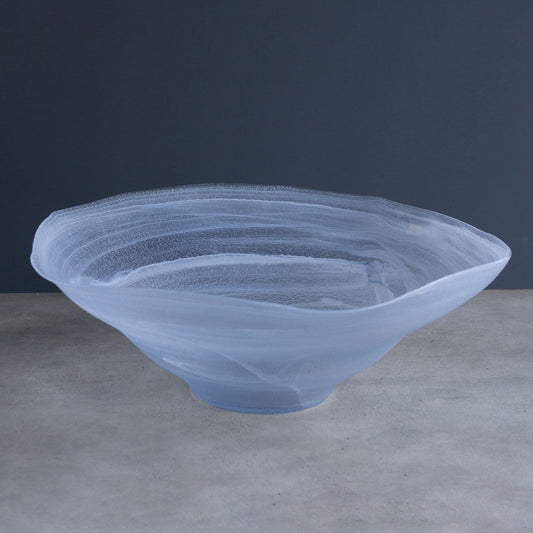 Glass Alabaster Wave Extra Large Clear and Blue Bowl
