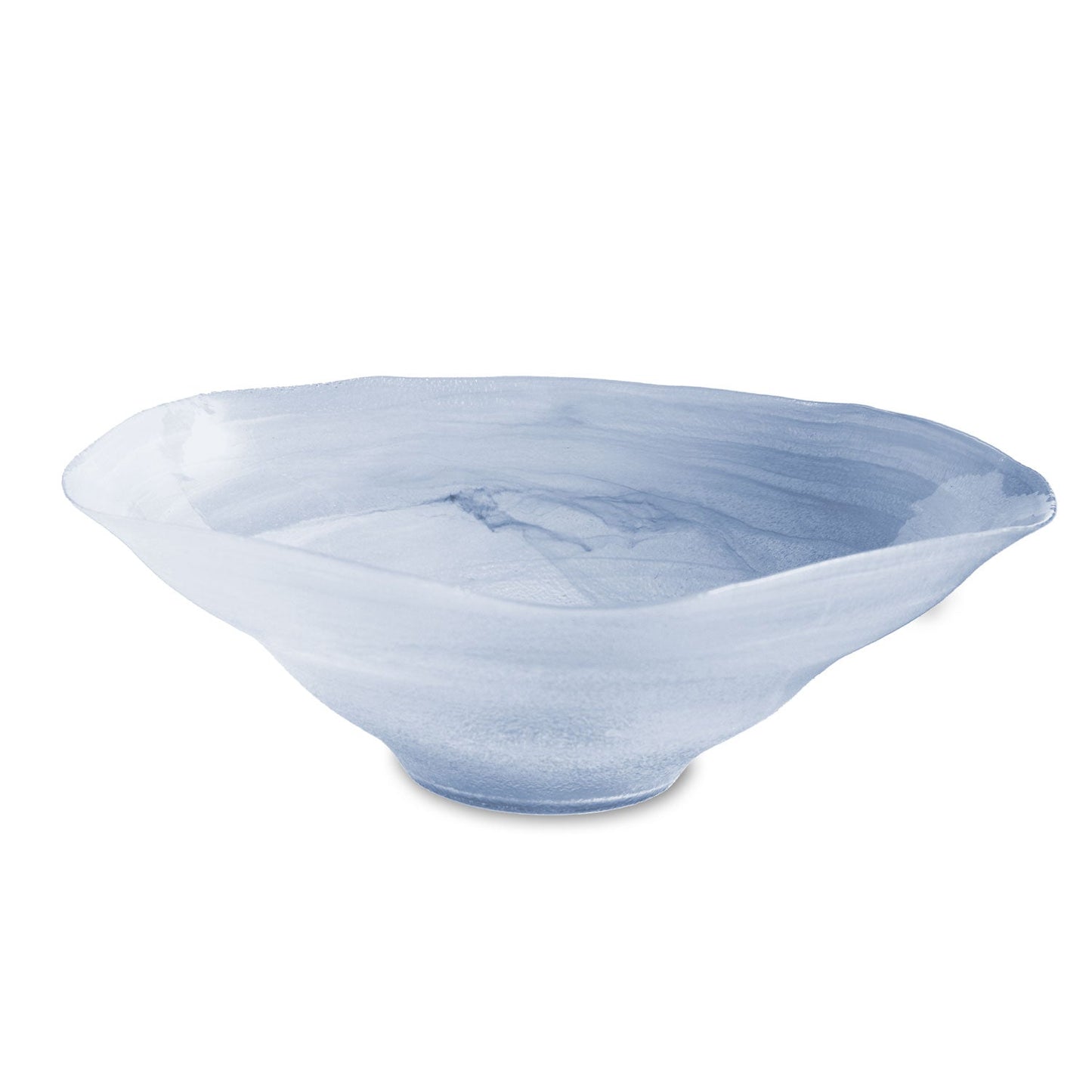 Glass Alabaster Wave Extra Large Clear and Blue Bowl