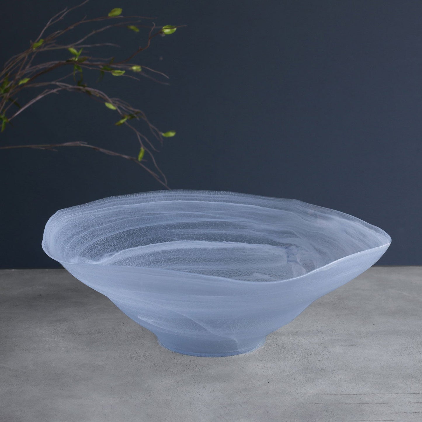 Glass Alabaster Wave Extra Large Clear and Blue Bowl