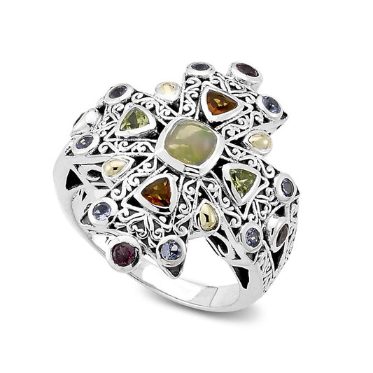 SS/18K Crisscross Opal Ring