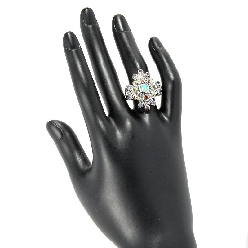 SS/18K Crisscross Opal Ring