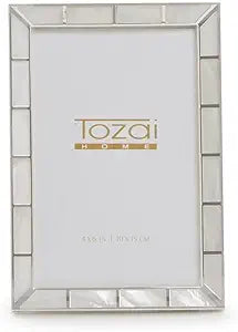 4x6 Silver Plated Metal Photo Frame W MOP