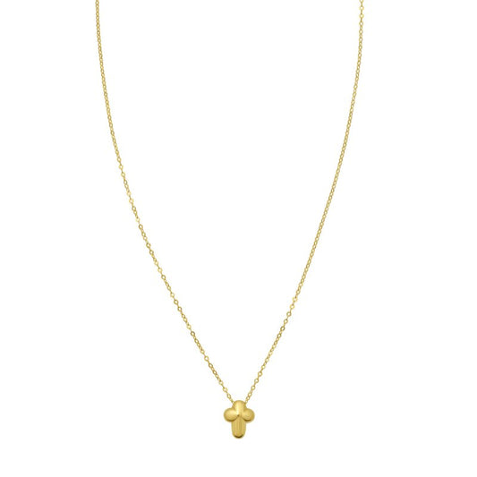 14K Puffed Mini Cross Pendant