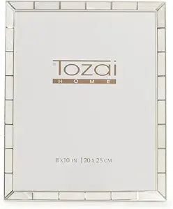 8 x 10 Silver Plated Metal Photo Frame W MOP