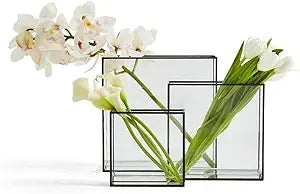 Large Ribbed Window Square Vase