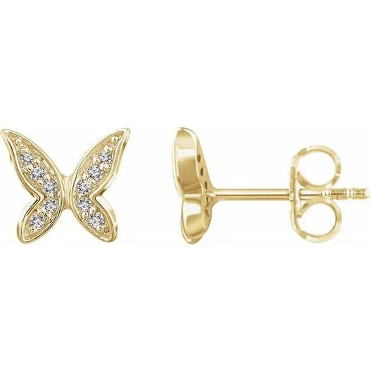 14K Yellow Butterfly Youth Earrings