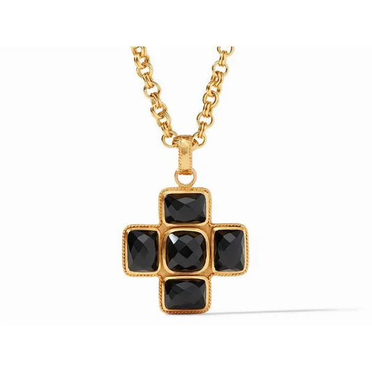 Savoy Pendant Gold Obsidian Black