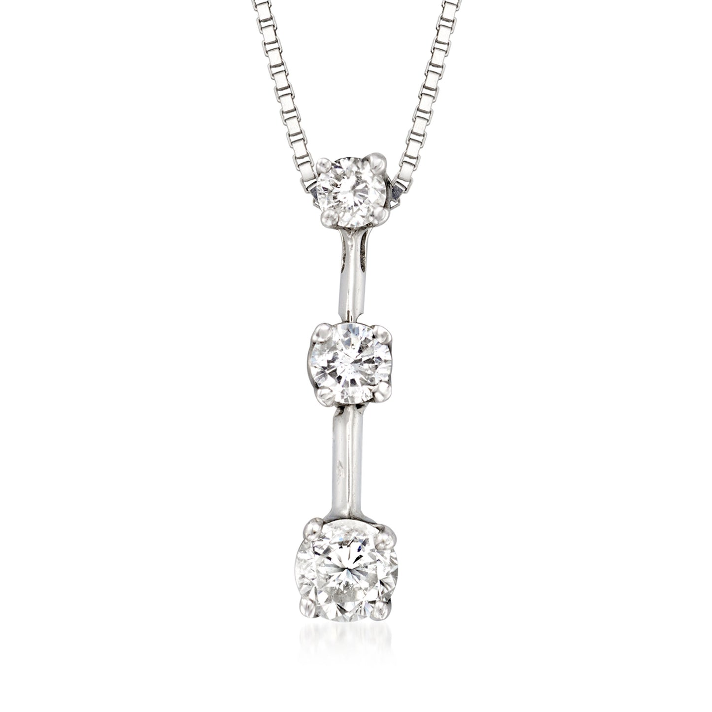 Three Stone Diamond Drop Necklace