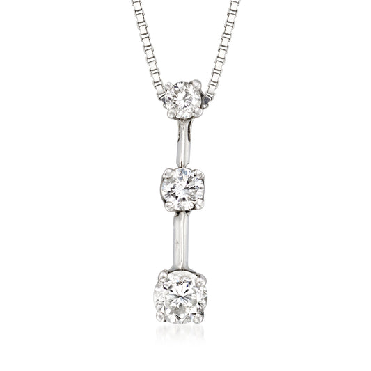 Three Stone Diamond Drop Necklace
