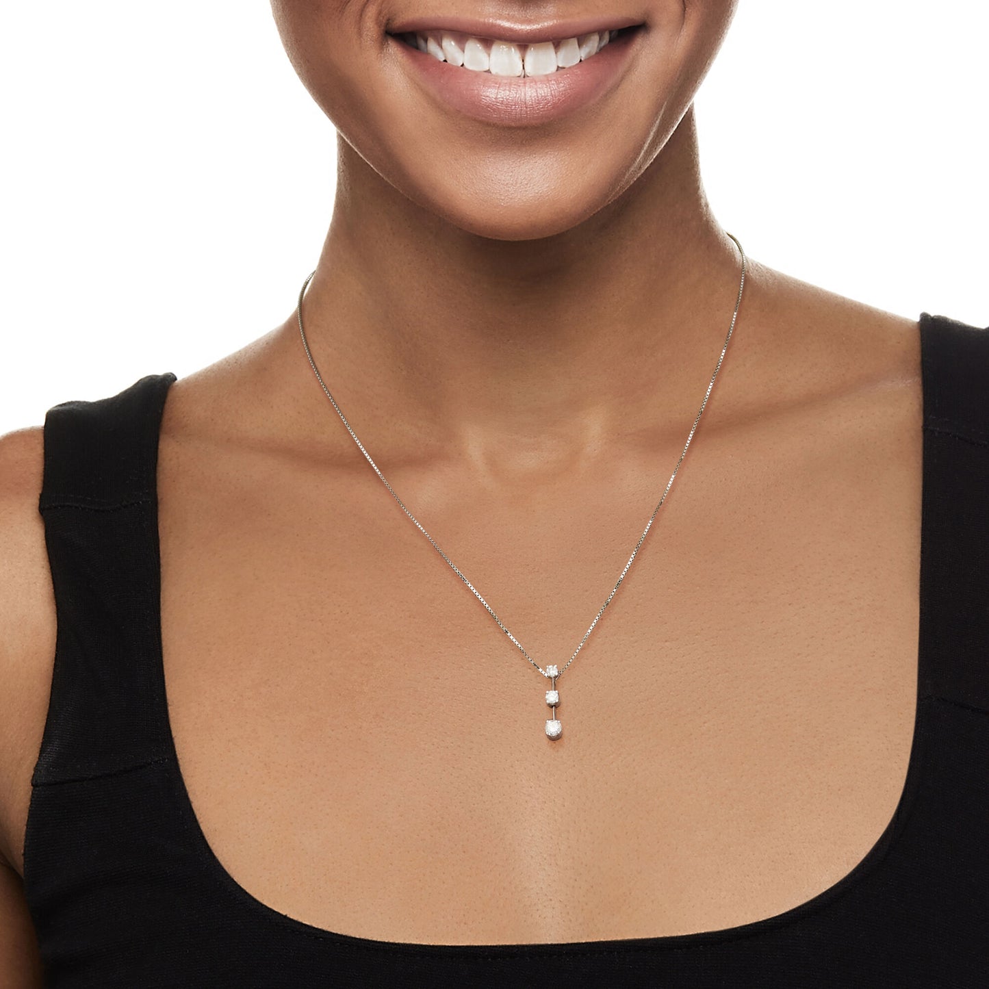 Three Stone Diamond Drop Necklace
