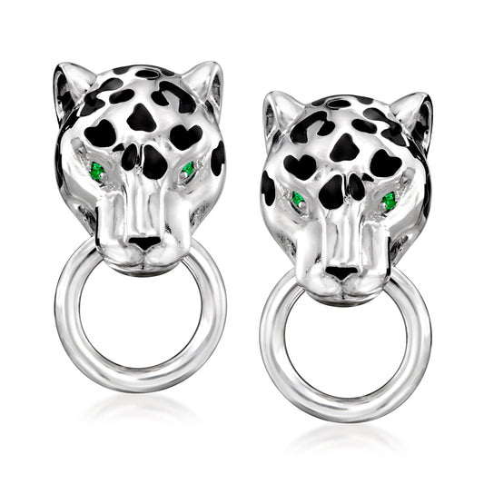 Silver Panther Doorknocker Earrings