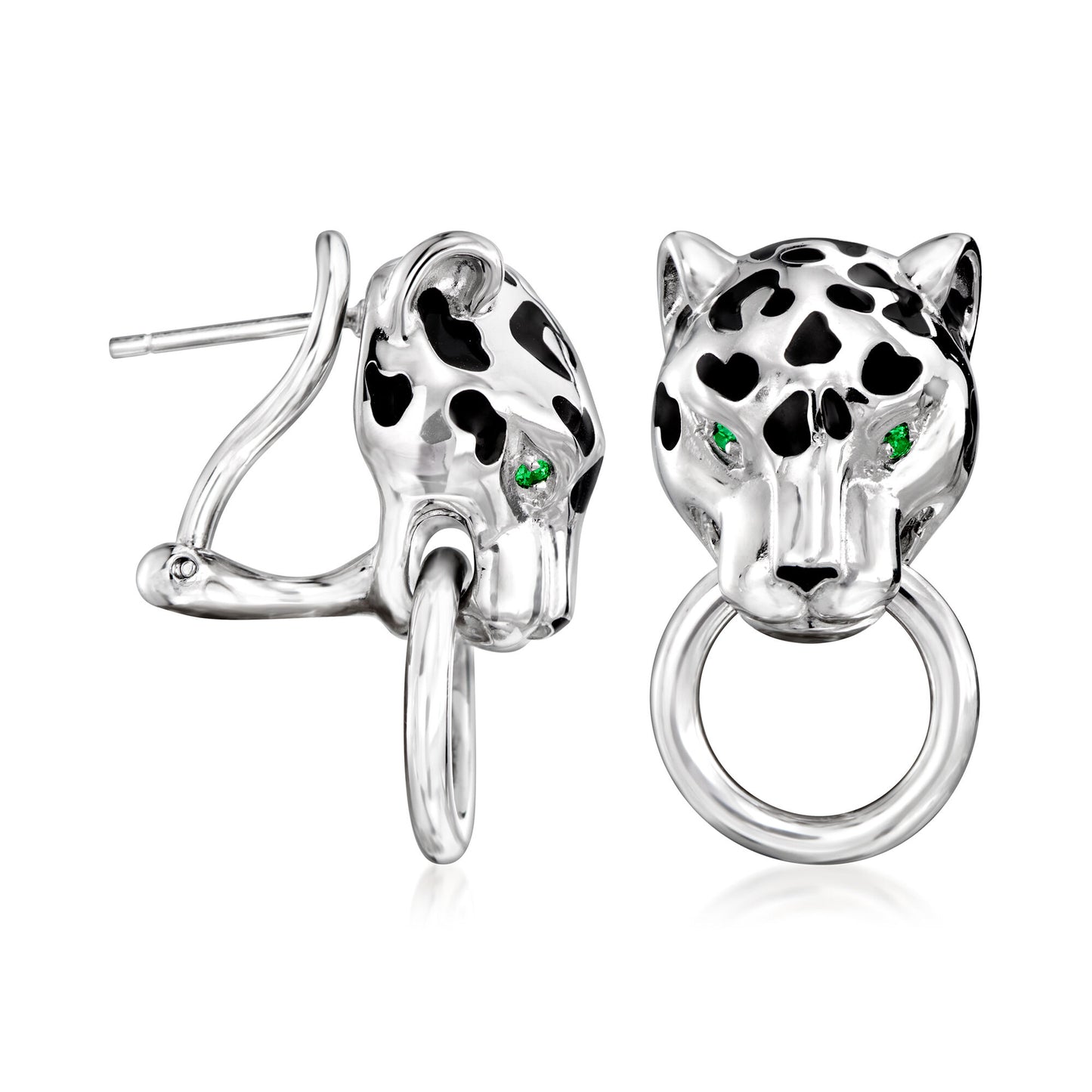 Silver Panther Doorknocker Earrings