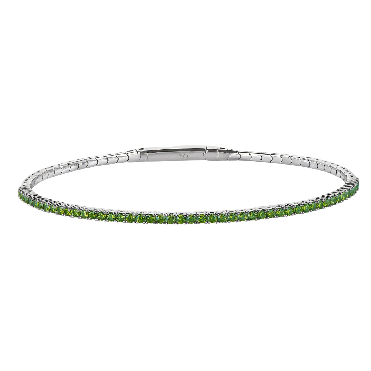 Sterling Silver Peridot Birthstone Flexible Tennis Bracelet