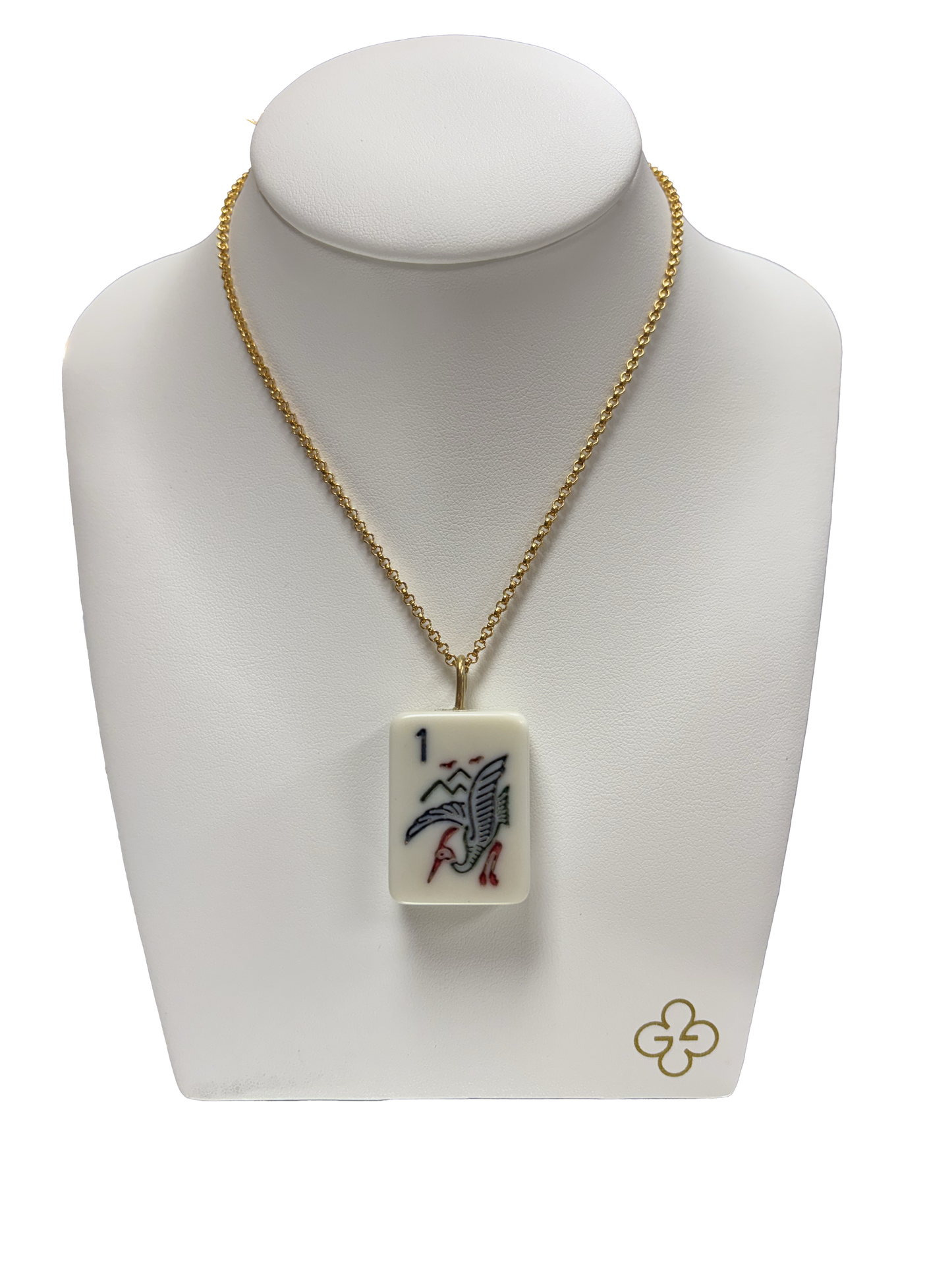 BirdBam Vintage Mahjong Tile Necklace