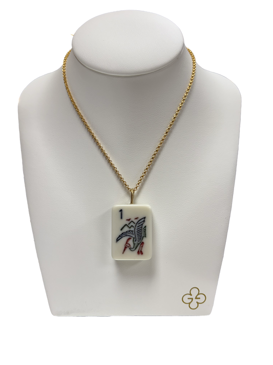 BirdBam Vintage Mahjong Tile Necklace