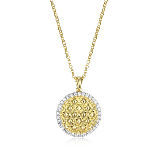Quilted Yellow Gold Plated CZ Necklace
