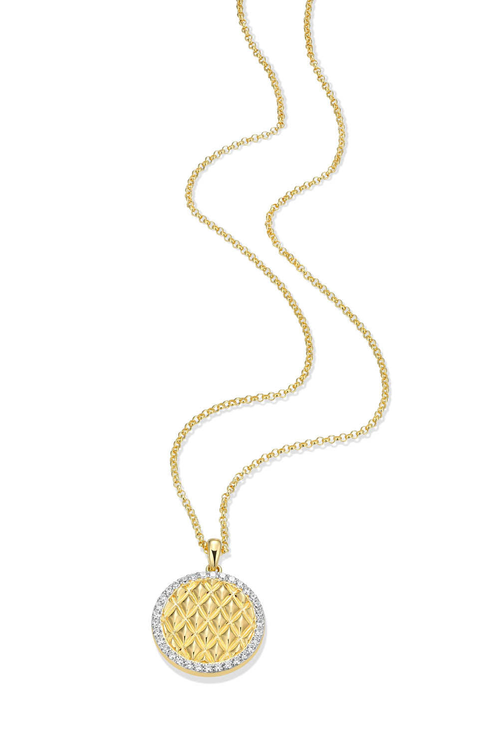 Quilted Yellow Gold Plated CZ Necklace