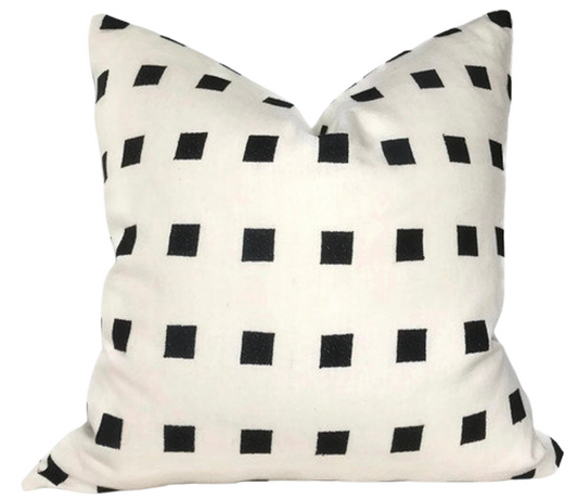 KELLY WEARSTLER CHALET EMBROIDERY, IVORY/BLACK 23X23 PILLOW