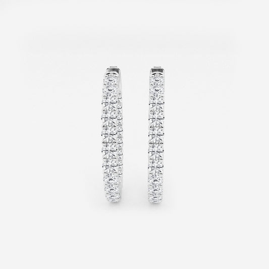 4ct Lab Diamond White Gold Round Inside/Outside Hoop