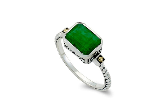 SS/18K Emerald Ring