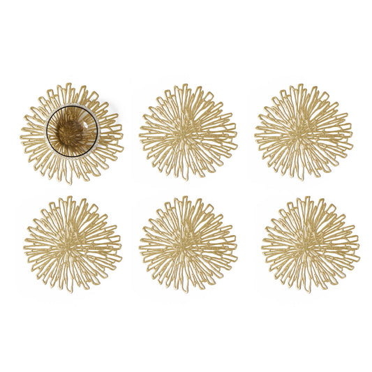 Gold Gilded Bloom Coasters (Set of 6)