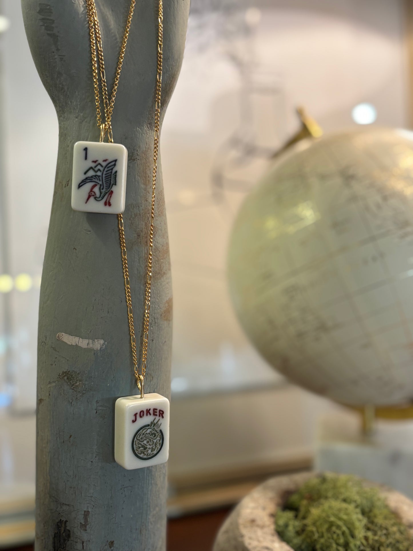 BirdBam Vintage Mahjong Tile Necklace