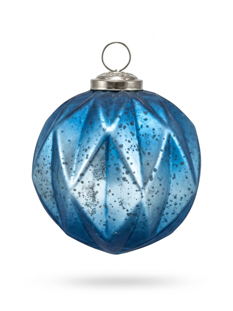 4" Faceted Glass Ornament- Midnight Blue