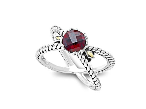 SS/18K Crisscross Garnet Ring