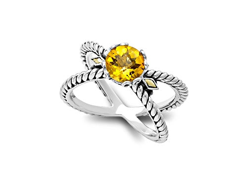 SS/18K Crisscross Citrine Ring
