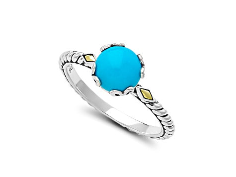SS/18K Crisscross Turquoise Ring