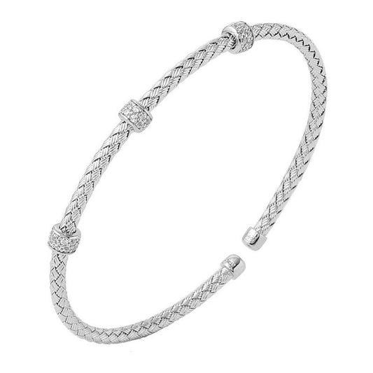 Rhodium Plated Cuff with Stones