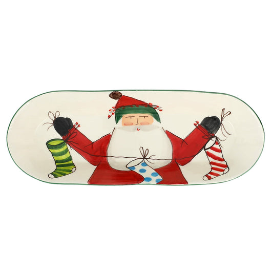 Old St. Nick Bread Server w/ Stockings