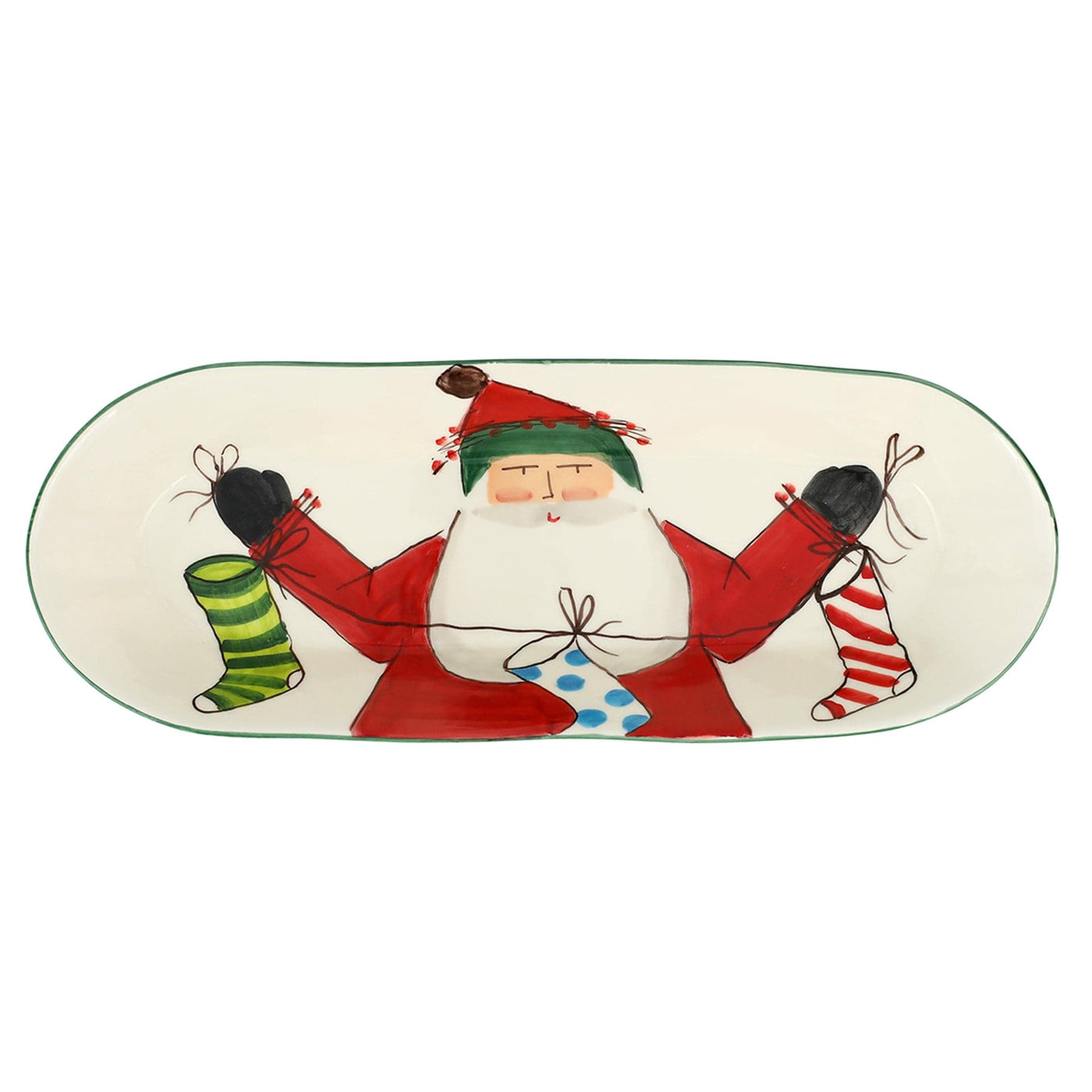 Old St. Nick Bread Server w/ Stockings