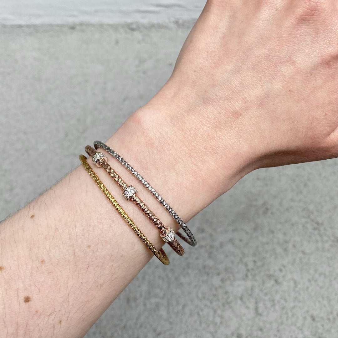 Rhodium Plated Cuff with Stones