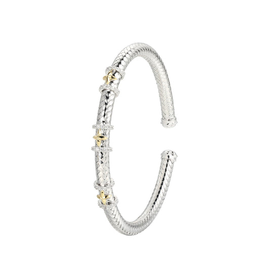 Silver Gold "X" Cuff Bangle