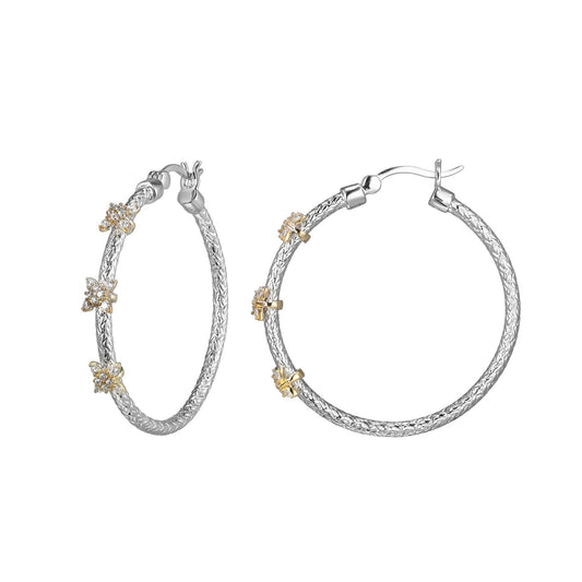 Silver Mesh Flower Station Hoops
