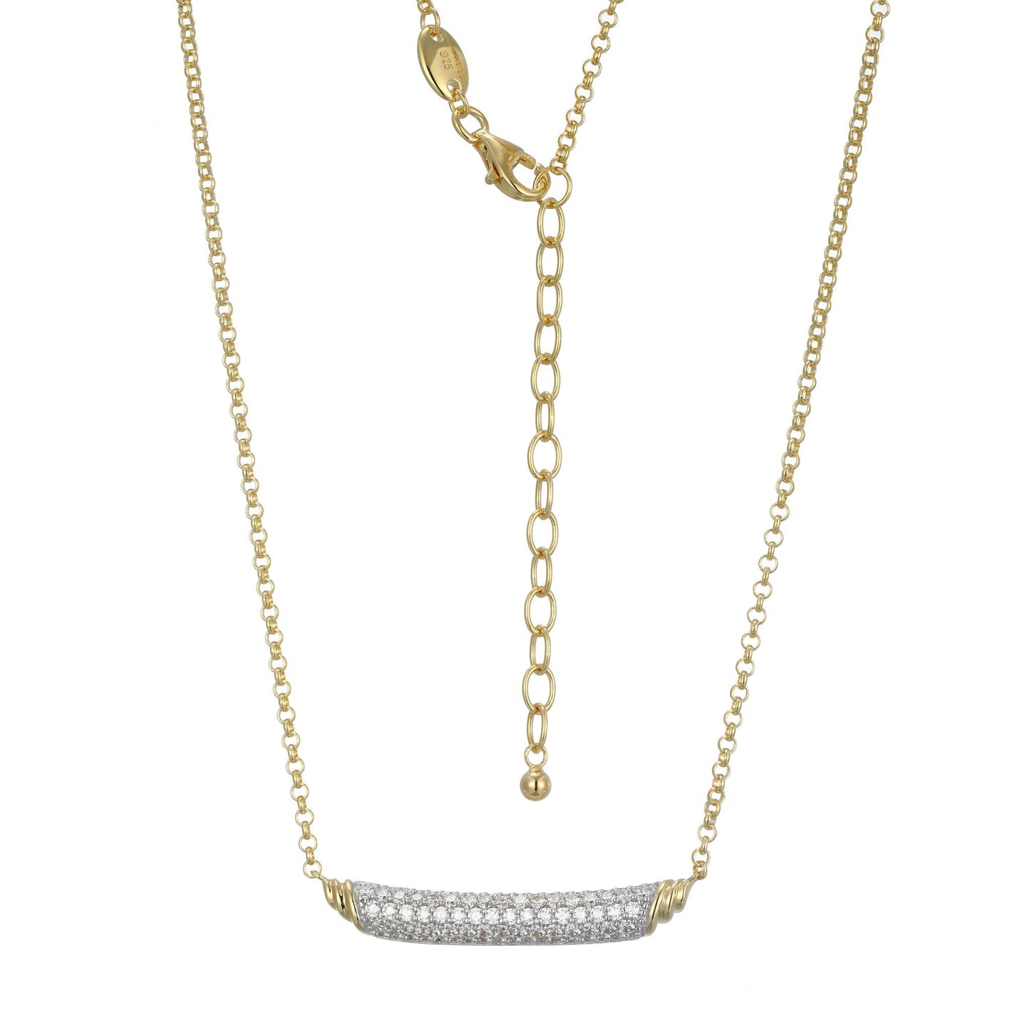 Aurora CZ and Gold Link Necklace