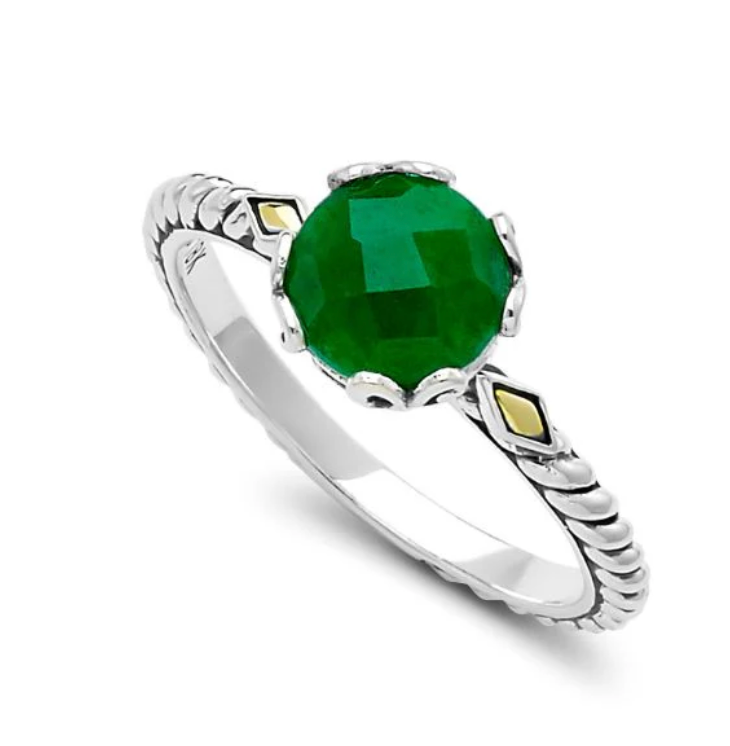 Sterling Silver Glow Ring- Emerald- Size 7.5