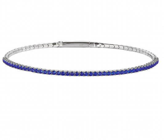 Sterling Silver Sapphire Birthstone Flexible Tennis Bracelet