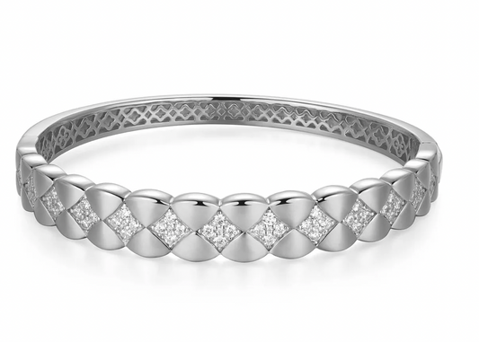 Quilted Sterling Silver CZ Cuff