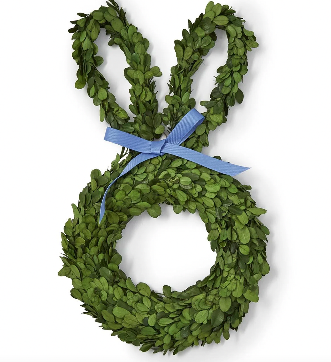 Preserved Natural Boxwood Leaves Hand-Crafted Bunny Wreath