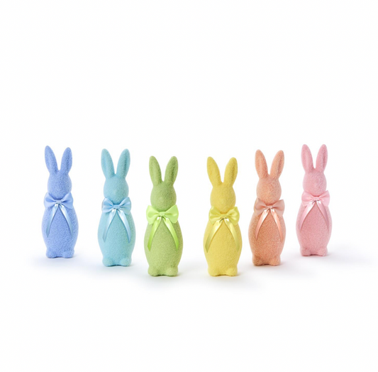 Bunny Bunch Flocked Easter Bunny with Bow