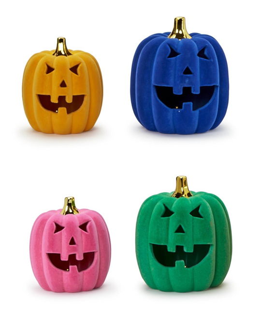 Small LED Flocked Pumpkin