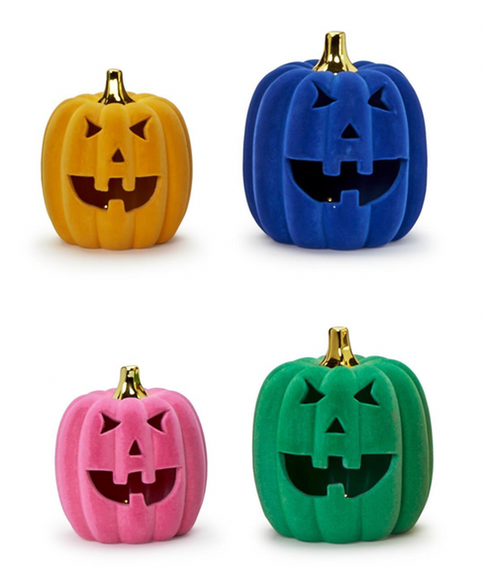 Small LED Flocked Pumpkin