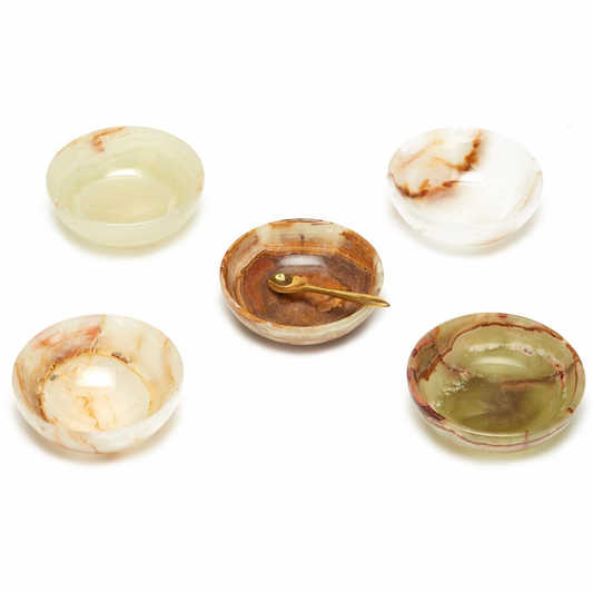 Onyx Bowls w/ Golden Spoon