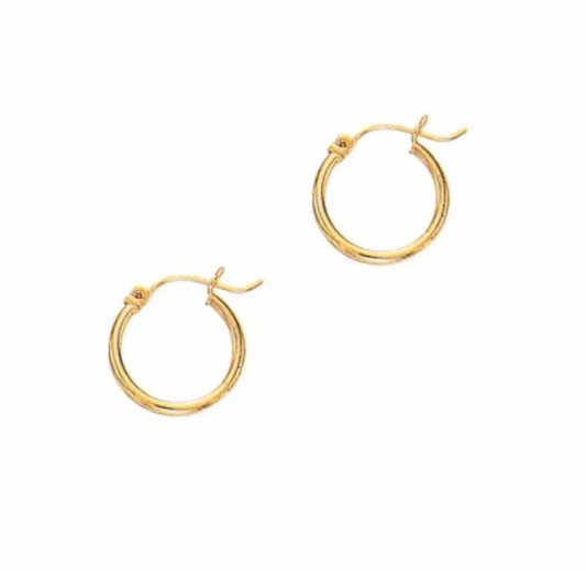 14K Gold 2x20mm Hoops