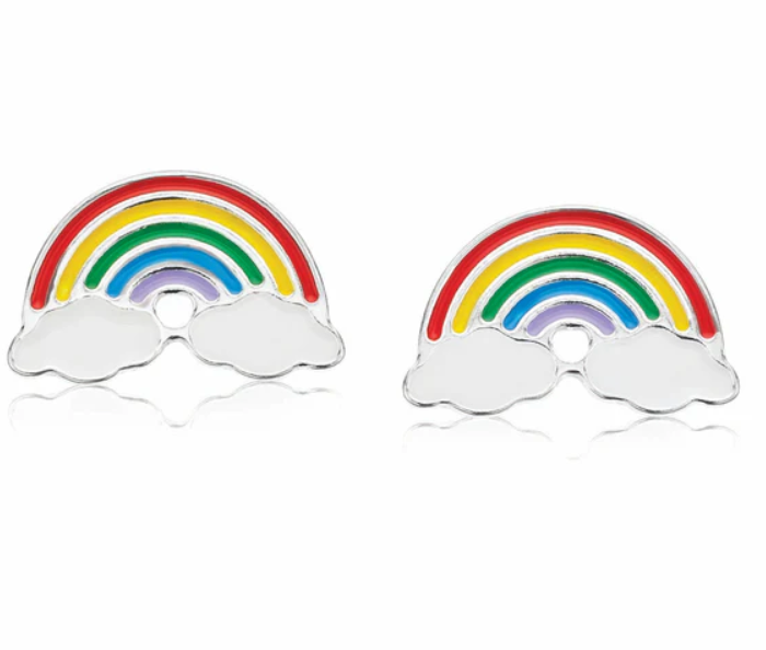 Silver Enamel Rainbow Studs