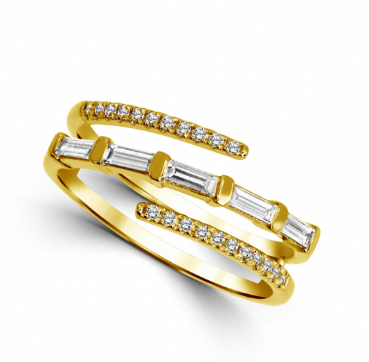 14KY Diamond Bypass Ring