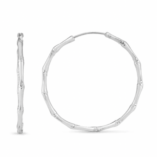 Silver Bamboo Hoops